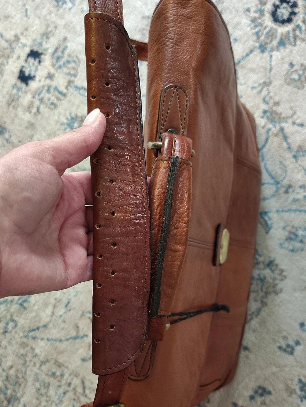 Vintage Leather Messenger Bag Multi Compartments